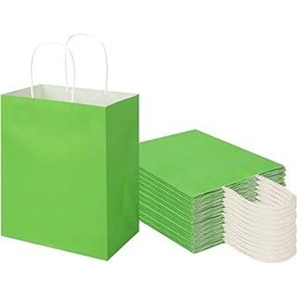 30 Pack Light Green‎ Paper Shopping Bags with Handles 10x13